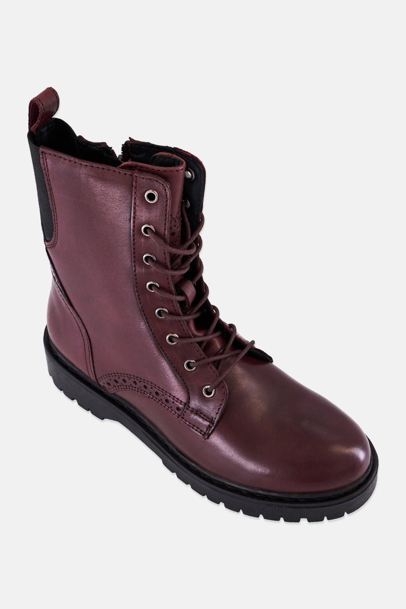 GEOX Women Bleyze Lace Up Ankle Boots, Maroon - Image 1